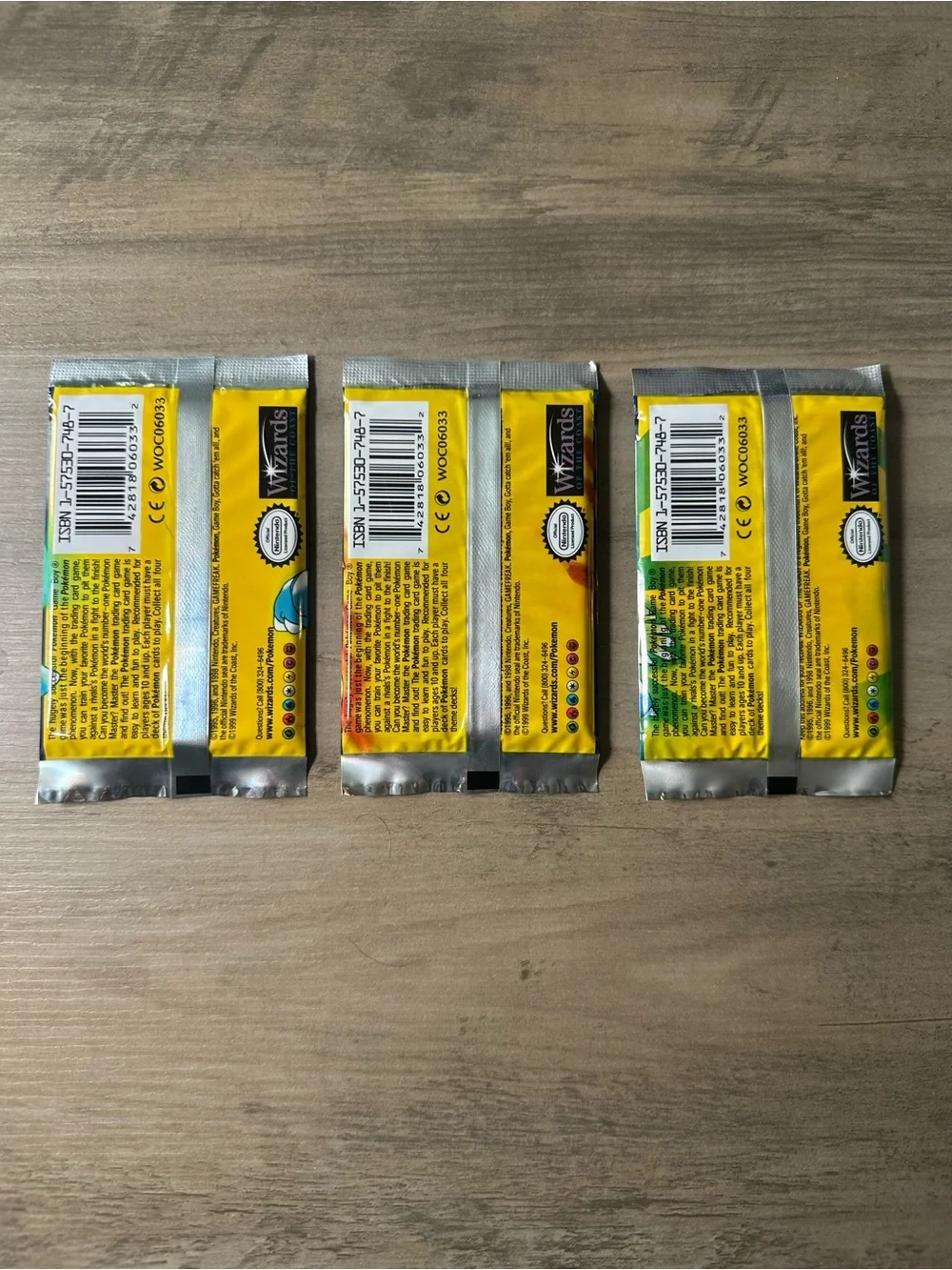 Lot of (3)  Pokemon Sealed Unopened Packs of 1999 1st Edition Novelty Cards